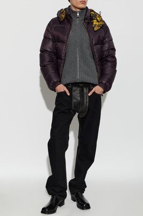 Versace Down Jacket With Detachable Hood, Mens, Purple