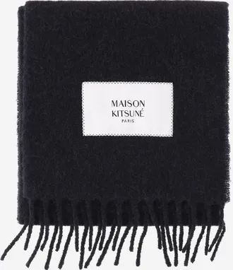 Maison Kitsun&eacute; alpacawollen sjaal met logo