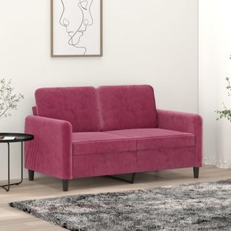 vidaXL Sof&aacute; De 2 Plazas De Terciopelo Rojo Tinto 120 Cm Vidaxl