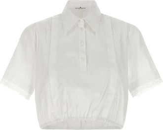 Ermanno Scervino lace-insert cropped shirt - women - Cotton - 38 - White