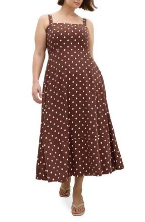 City Chic Collins Print Maxi Dress in Chocolate Spot at Nordstrom, Size Xxxs