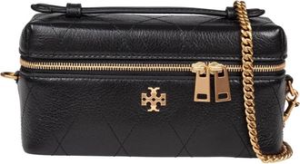 Tory Burch Charlie Quilted East-West Vanity Case - Dames - Handtassen - Zwart - ONE Size - Leer - Tassen