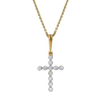 LuvMyJewelry Auralisse Cross 14K Gold Diamond Pendant - 0.3 Ct