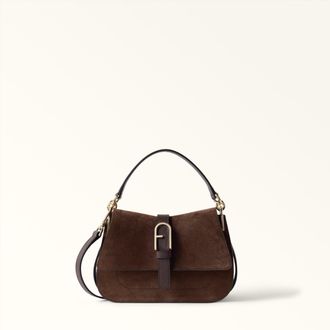 Furla Flow Borsa A Mano Mini Toni Cioccolato Marrone Camoscio + Pelle Di Vitello Claris Lux Donna