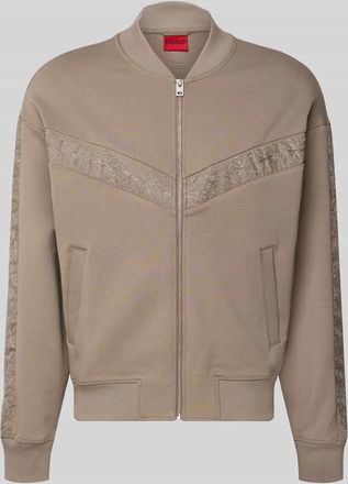 HUGO BOSS Oversized Sweatjacke aus Baumwoll-Mix Modell DROMZIP in Hellbraun, Gr&ouml;&szlig;e XXL