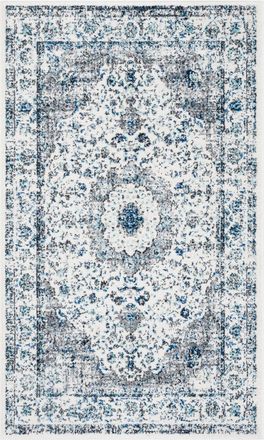 Safavieh Alfombra transicional de polipropileno gris/blanco, 122 x 183 cm