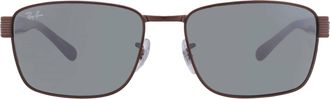 Ray-Ban Ray Ban Green Rectangular Unisex Sunglasses RB3750 925940 59