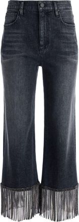 Alice & Olivia Amazing crystal-fringe boyfriend jeans - women - Cotton/Elastane - 26 - Black