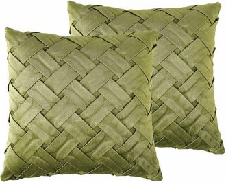 Beliani Set di 2 cuscini a fantasia velluto verde oliva 43 x 43 cm Narcissus