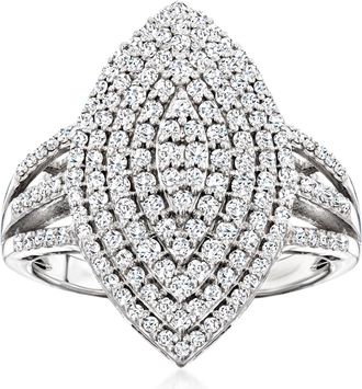Ross-Simons Pave Diamond Marquise-Shaped Ring in Sterling Silver