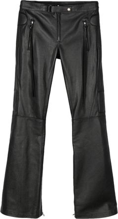Courr&egrave;ges leather straight-leg trousers - men - Cupro/Calf Leather - 48 - Black
