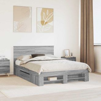 vidaXL Estructura De Cama Con Cabecera Gris Sonoma 140 X 200 Cm Vidaxl
