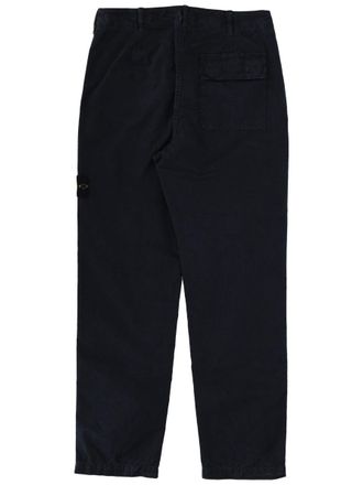 Stone Island Logo Patch Cotton Trousers - Blue