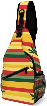 Generic Rastafarian Weeds Mens Crossbody Chest Sling Bag for Travel Hiking Lightweight Shoulder Bags with Small Side