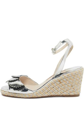 Sophia Webster ruffled espadrille sandals - women - Patent Leather/Calf Leather/Rubber - 39.5 - Silver
