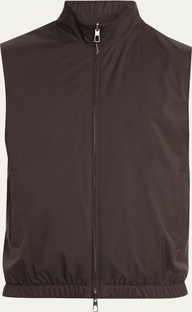 Loro Piana Mens Microfiber/Wool Reversible Zip Vest