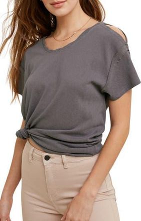 Wishlist Shoulder Cutout Slub Knit T-Shirt in Charcoal at Nordstrom Rack, Size Medium