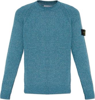 Stone Island Wollen trui - Heren - Ronde hals truien - Blauw - M - Wol - Truien & Vesten