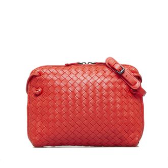 Bottega Veneta Pre-owned Womens Vintage Intrecciato Nodini Red Calf Leather - One Size