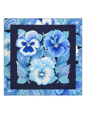 Ferragamo Brezza-print silk scarf - women - Silk - One Size - Blue