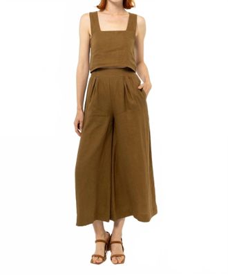 Bel Kazan Atlas Wide Leg Pants In Cumin