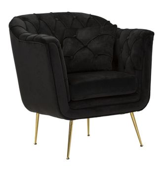 Mauro Ferretti Sill&oacute;n de tela negra y metal con coj&iacute;n (88 x 83 x 91 cm)
