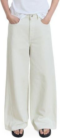 Mango Mid Rise Baggy Ultra Wide Leg Jeans in Pastel Green at Nordstrom Rack, Size 8
