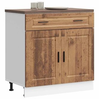 Berkfield Home Kitchen Base Cabinet&not;Porto Old Wood Engineered Wood in Brown