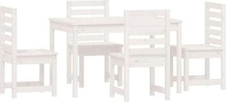 vidaXL Juego De Comedor De Jard&iacute;n 5 Piezas Madera Maciza Pino Blanco Vidaxl