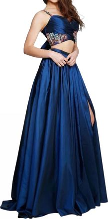 Sherri Hill Taffeta A-Line Prom Dress In Navy