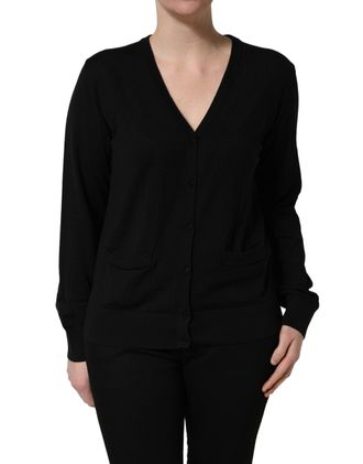 Dolce & Gabbana Virgin Wool Button-Front Cardigan - Black