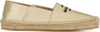 Ferragamo Logo-Embroidered Metallic Espadrilles, Size 6.5