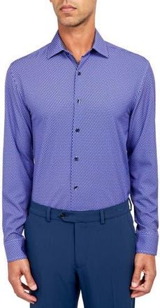 W.R.K Geometric Print Performance Dress Shirt in Purple at Nordstrom Rack, Size 16.5