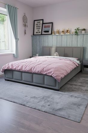 Home Discount Vida Designs Vanita Bed Frame Linen Fabric UKFR Storage Furniture in Light Grey | Size: Double