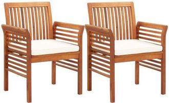 vidaXL Vidaxl - Sillas de comedor jardín 2 uds con cojines madera maciza acacia