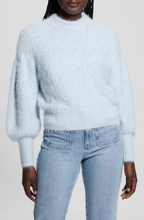 Guess Keyla Fuzzy Bishop Sleeve Sweater in Sky High at Nordstrom, Size X-Small