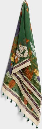 Simons Womens Tassel-trim lightweight tropical forest scarf