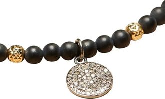 Catherine Michiels Halsketten - Collier disque Argent Diamants agate noir FW2331 C - Gr. unisize - in Schwarz - für Damen