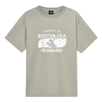 New Balance Running Boston Graphic Tee Grey White AMT32374-HUS