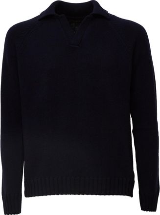 Zanone Long-Sleeve Polo Knit with Buttonless Collar and Raglan Sleeves