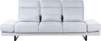 Beliani Sof&aacute; 3 Plazas Moderno Tapizado Poli&eacute;ster Patas Acero Apoyabrazos Y Respaldo Regulables Gris Claro Ikast