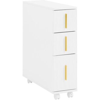 SoBuy Carrellino salvaspazio Mobile da Bagno con 3 Cassetti 20x60x70cm Bianco BZR183-W - Sobuy