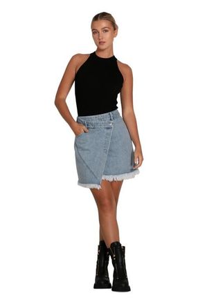 Belle & Bloom Dance With Me Denim Mini Skirt in Stonewash at Nordstrom, Size X-Small Au
