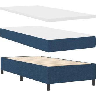 vidaXL Box Spring Bed with Mattress Blue 90 x 200 cm Fabric vidaXL