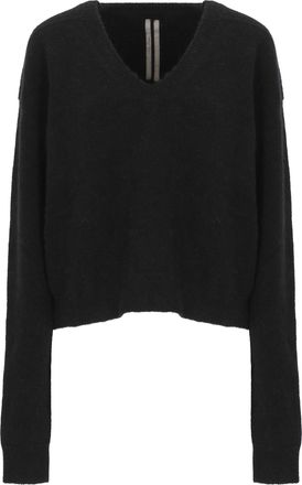 Rick Owens Black Elasticated V-Neck Cropped Sweater