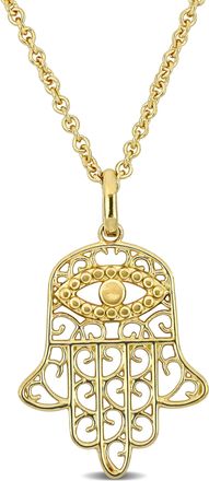 Mimi & Max Hamsa Charm Pendant w/ Chain in 18k Yellow Gold Plated Silver - 17.5+1.5 in