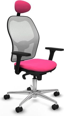 Piqueras y Crespo Piqueras Y Crespo - Jorquera Sincro Malla Blanca Similpiel Rosa Brazos 3d Base Aluminio Cabecero Fijo Ruedas 65mm Nailon