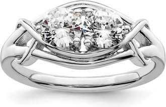 Diamond2Deal Sterling Silver Rhodium-plated Cubic Zirconia Ring