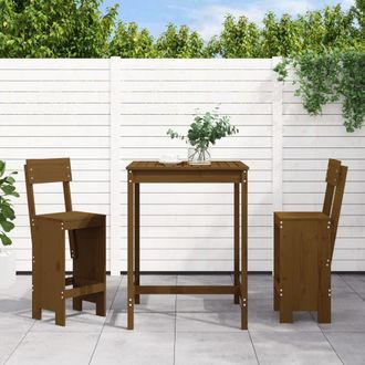 vidaXL Mesa Y Taburetes Altos De Jard&iacute;n 3 Pzas Madera Pino Marr&oacute;n Miel Vidaxl
