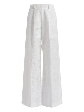 Alberta Ferretti eyelet trousers - women - Cotton/Polyester - 40 - White